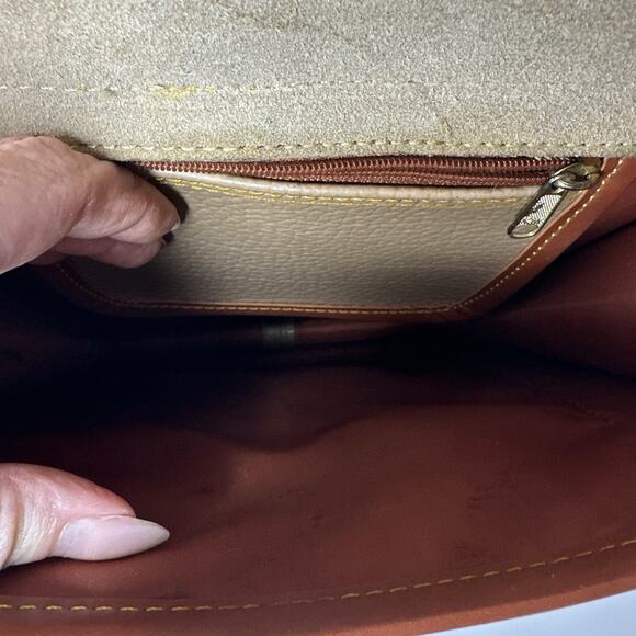 Rare Vintage Korean Pebbled Leather Backpack Turn Lock Natural Tan Brown - Picture 15 of 16